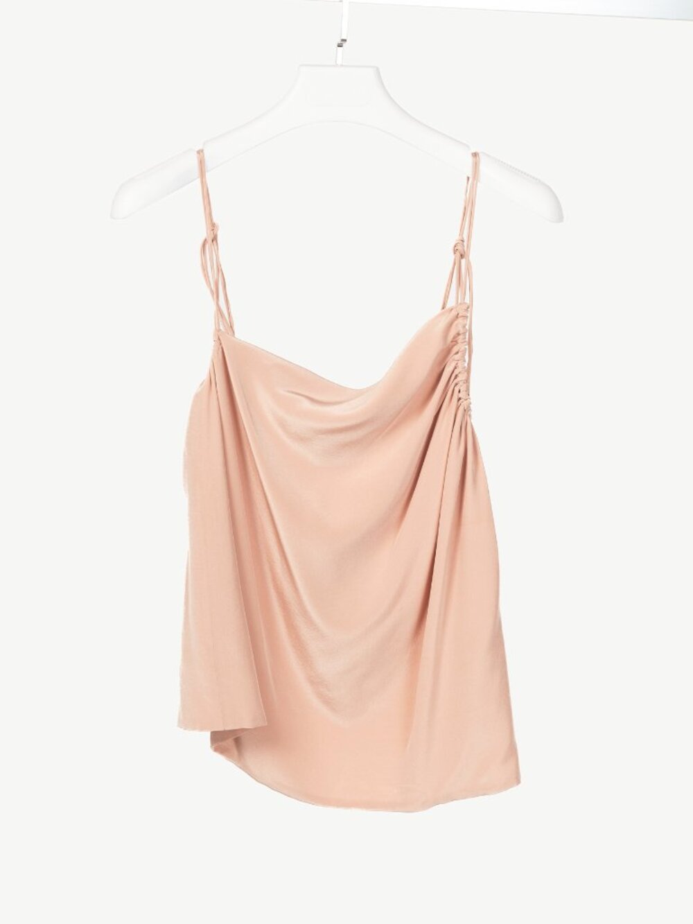 Crea Concept Pink Silk Crepe de Chine Tie-Strap Camisole